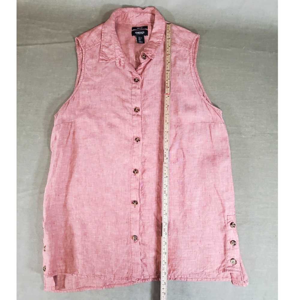 Jones & Co Jones New York Pink 100% Linen Sleeveless Button Down Tunic Large - Picture 6 of 9